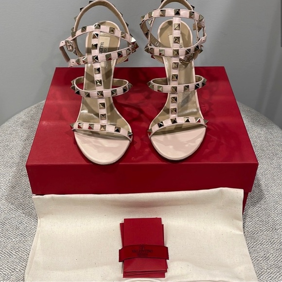 VALENTINO ROCKSTUD CALFSKIN ANKLE STRAP SANDAL 100 - Picture 8 of 9